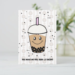 Cute Boba Bubble Tea Pun Flat Thank You Card