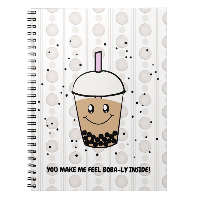 Cute Boba Bubble Tea Pun Spiral Photo Notebook (Front)