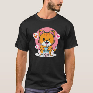 Cute Boba Cat Bubble Tea Anime Kawaii Neko T-Shirt