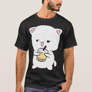 Cute Boba Cat With Boba Tea Cat Drinking Bubble Te T-Shirt
