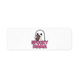 Cute Boba Ghost - Spooky Mama Kawaii Halloween Return Address Label