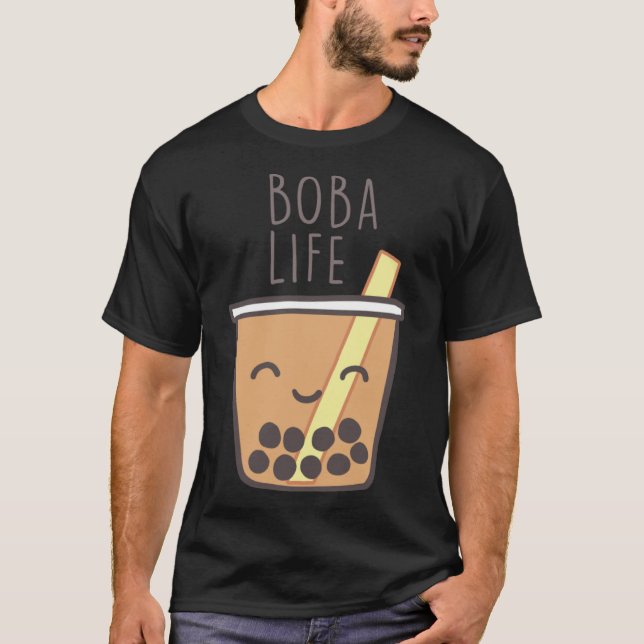 Cute Boba Pearl Tapioca Milk Tea Life T-Shirt (Front)
