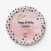 Cute Boba Tea Birthday Party Paper Plates