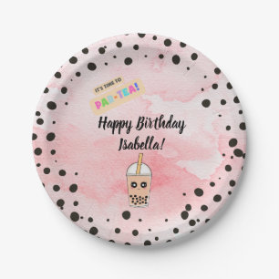 Cute Boba Tea Birthday Party Paper Plates