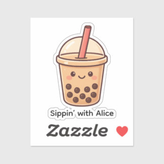 Cute Boba Tea Cup Sticker – Personalised Sticker