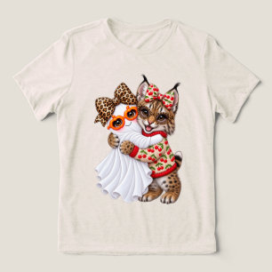 Cute Bobcat Ghost Halloween Autumn Art Wild Cat Tri-Blend Shirt