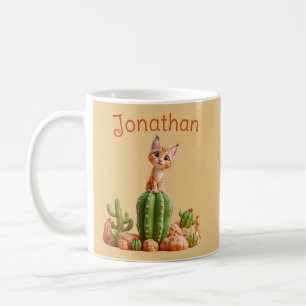 Cute Bobcat on cactus Coffee Mug
