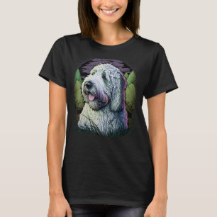 Cute Bobtail Dog on Old English Sheepdog T-Shirt