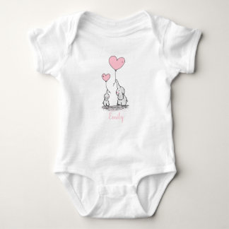 Cute bodysuit with baby elephants and name