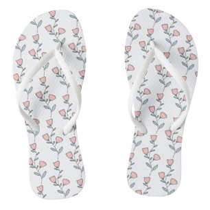 Cute Bohemian Blush Pink Purple Floral Pattern Thongs