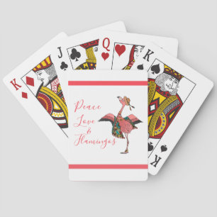 Cute Bohemian Flamingo Peace Love & Flamingos Playing Cards
