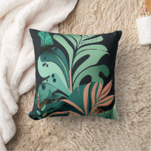 cute bohemian painting leaves throw pillow