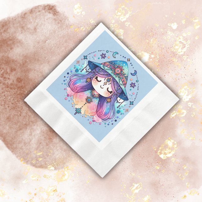 Cute Bohemian Queen with Blue Background | Napkin (Creator Uploaded)