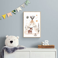 Cute Bohemian Tent & Nature Scene Wall Art for Kid