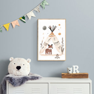 Cute Bohemian Tent & Nature Scene Wall Art for Kid