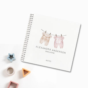 Cute Boho Baby Clothing Watercolor Babysitter Notebook