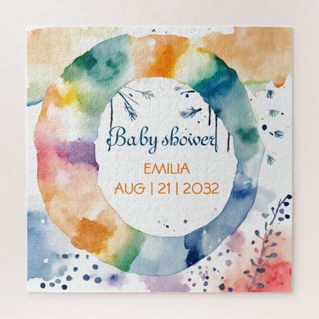 Cute BOHO Baby Shower Custom Jigsaw Puzzle (Vertical)