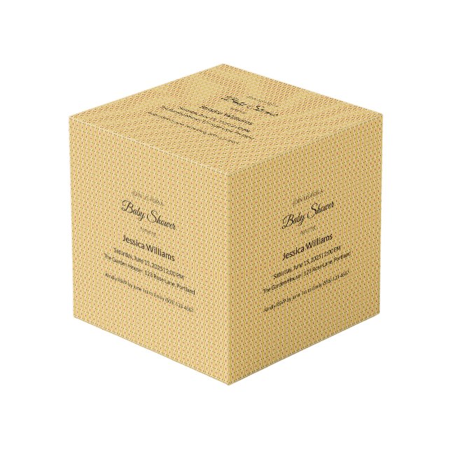 Cute Boho Baby Shower Gender Neutral, Customisable Cube (Front Angled)