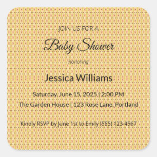 Cute Boho Baby Shower Gender Neutral, Customisable Square Sticker