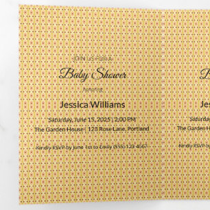 Cute Boho Baby Shower Gender Neutral, Customisable Tri-Fold Invitation