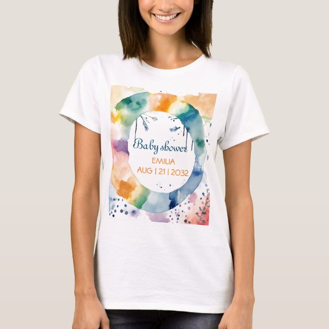 Cute Boho Baby Shower T-Shirt – Personalised Mum (Front)