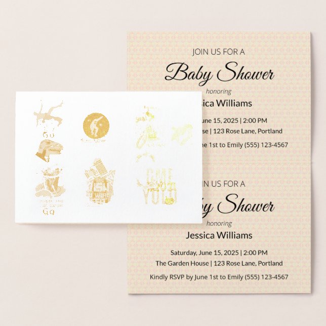 Cute Boho Baby Shower UPDATE Foil Card (Display)