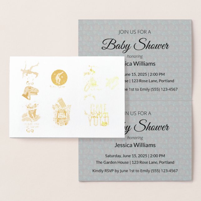 Cute Boho Baby Shower UPDATE Foil Card (Display)