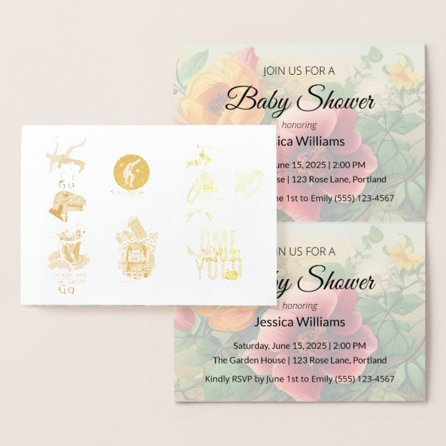 Cute Boho Baby Shower UPDATE Foil Card (Display)