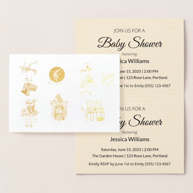 Cute Boho Baby Shower UPDATE Foil Card (Display)