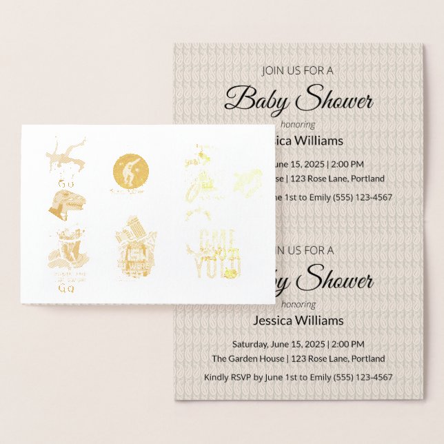 Cute Boho Baby Shower UPDATE Foil Card (Display)