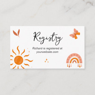 Cute Boho Baby Sun Rainbow Baby Shower Registry Enclosure Card