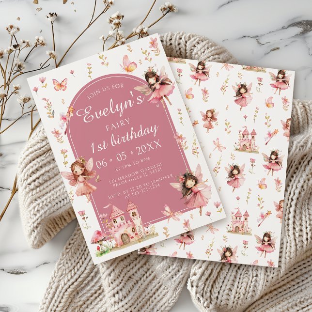 Cute Boho Blush Fairy First Birthday Girl Invitation (Creator Uploaded)