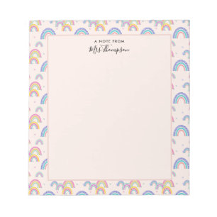 Cute Boho Blush Pink Rainbow Heart Notepad