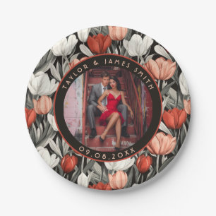 Cute Boho Bridal Shower Tulip Plates For Wedding