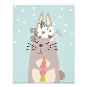 Cute Boho Bunny Nursery Decor Artwork Poster