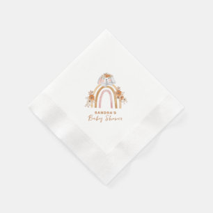 Cute Boho Bunny Rainbow Floral Baby Shower Napkin