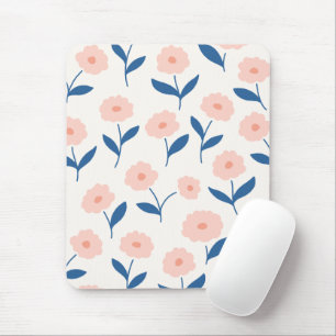 Cute Boho Chic Pink Flowers Pattern  Mouse Pad