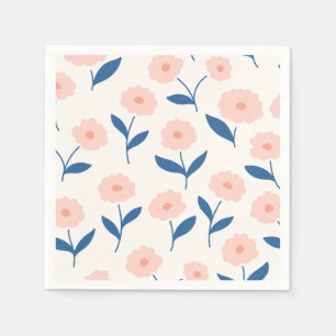 Cute Boho Chic Pink Flowers Pattern  Napkin