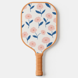 Cute Boho Chic Pink Flowers Pattern Pickleball Paddle