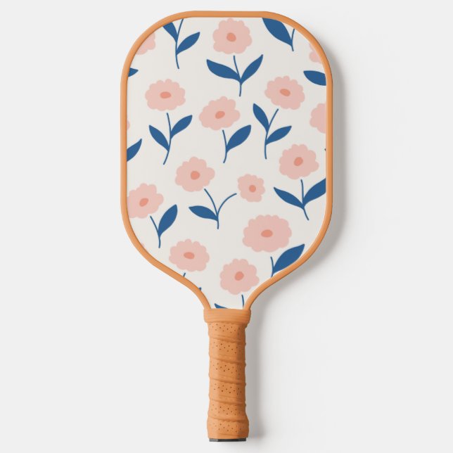 Cute Boho Chic Pink Flowers Pattern  Pickleball Paddle (Front)