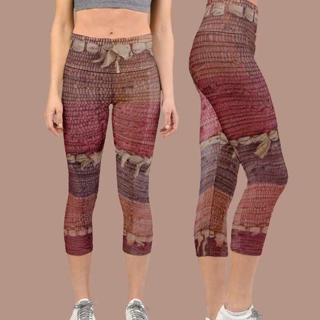 Cute Boho Chic Rag Rug Multicolored Capri Leggings (Creator Uploaded)