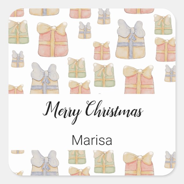 Cute Boho Christmas Gifts Hand-painted Square Sticker (Front)