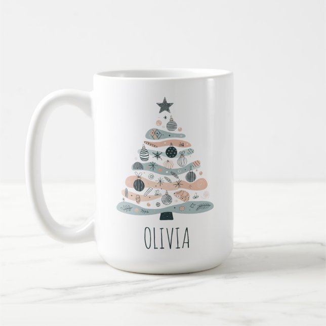 Cute Boho Christmas Tree Coffee Mug (Left)