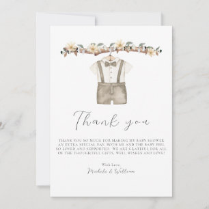 Cute Boho Clothes Baby Shower Thank You Card