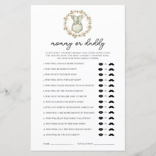 Cute Boho Clothes Mummy or Daddy Baby Shower Game