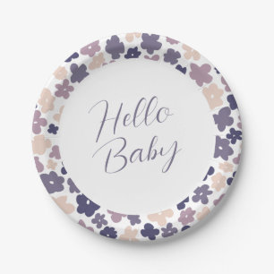 Cute Boho Daisy Baby Shower Paper Plate
