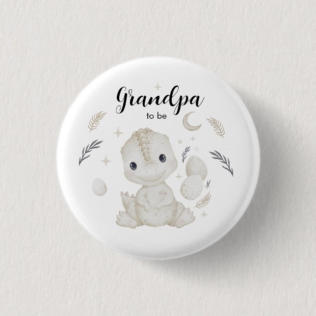 Cute Boho Dinosaur Grandpa to Be Custom Button (Front)