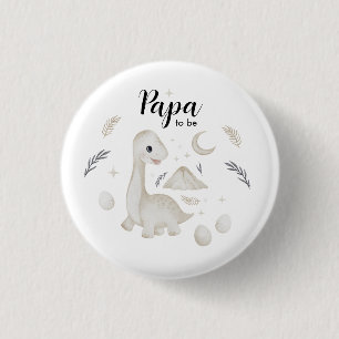 Cute Boho Dinosaur Papa to Be Custom Button