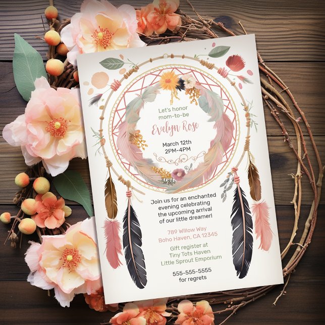 Cute Boho Dreamcatcher Baby Shower Party  Invitation (Creator Uploaded)