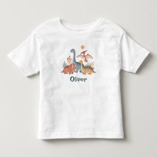 Cute Boho Earth Tone Watercolor Dinosaurs Toddler T-Shirt